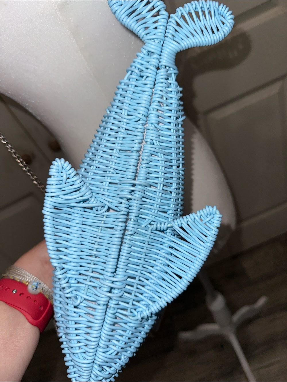 Tommy Bahama Light Blue Woven Dolphin Crossbody Bag - Picture 9 of 12
